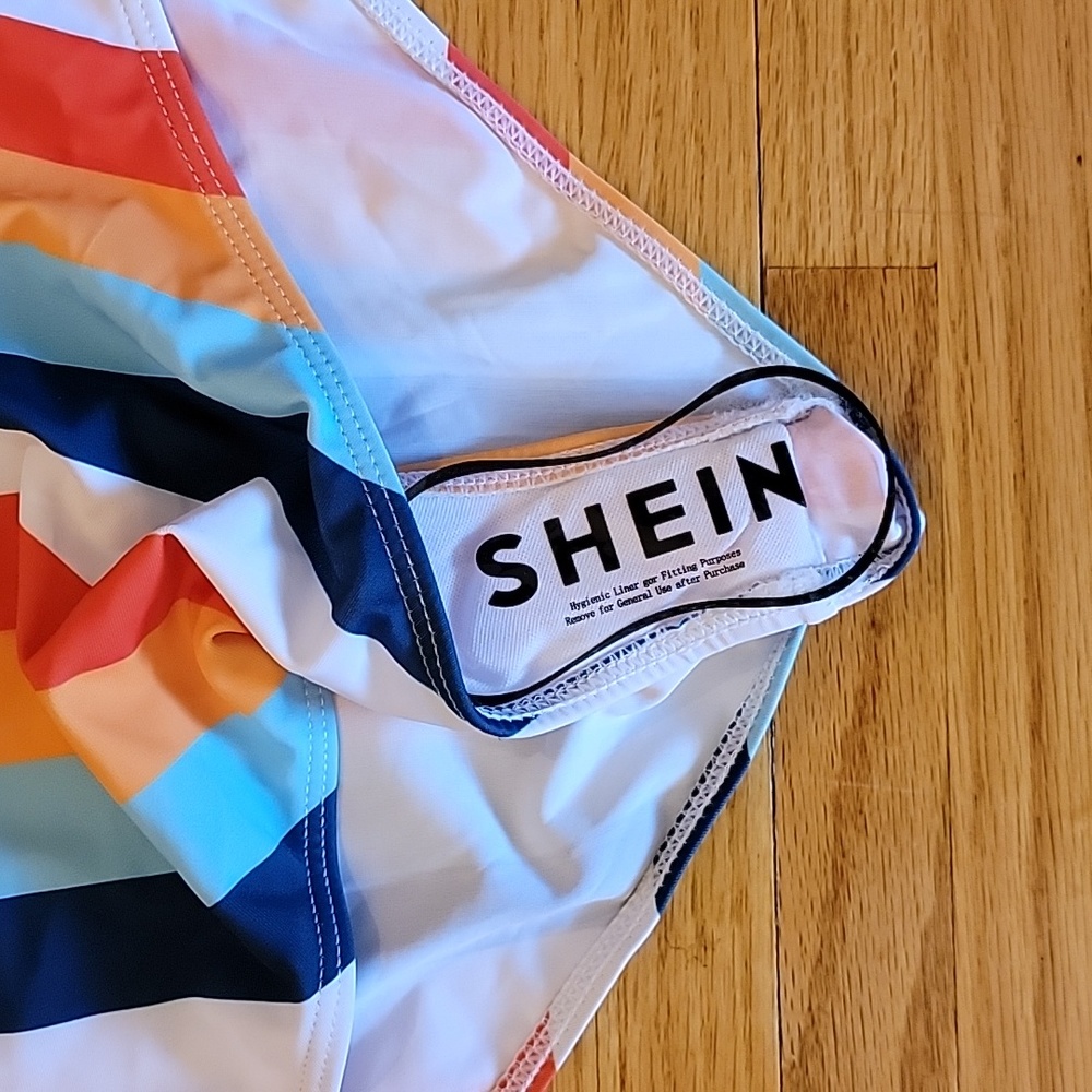 Colorful Striped High Waisted Bikini Swimsuit - Picture 2 of 2